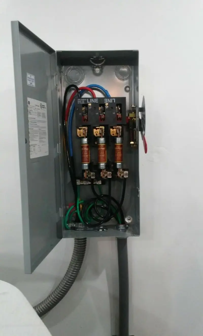 Three-phase disconnect switch installed for Smoke Detector Installation in Queensbury